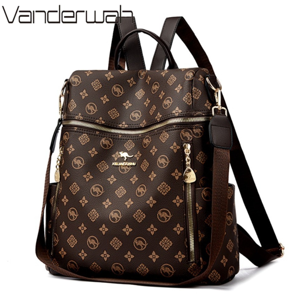 Embroidery Logo - Genuine Brand Women's Soft Leather Backpack