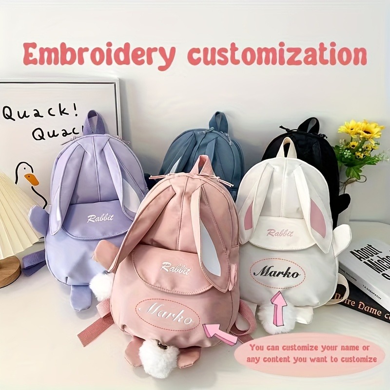 Embroidery Name Designs - Personalized Name-Customized Rabbit Backpack, Cute Bunny