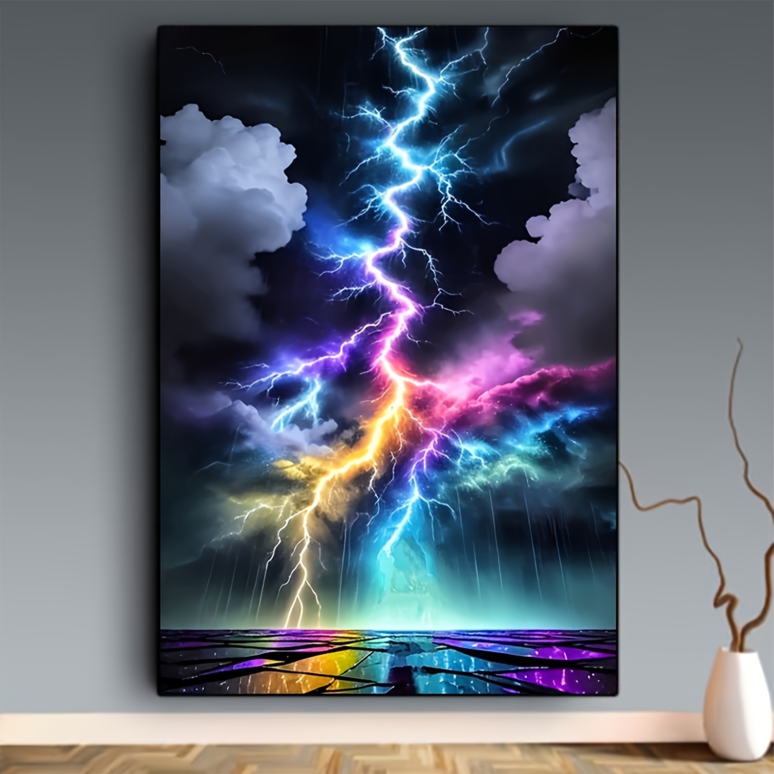 Embroidery Ideas - DIY Diamond Painting Colorful Lightning Pattern