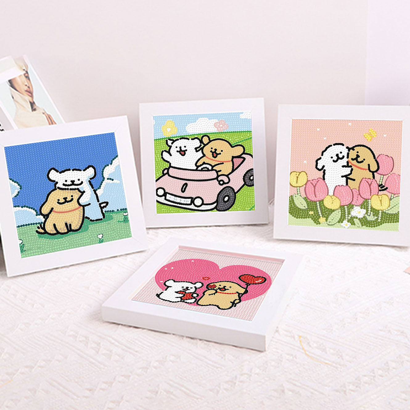 Embroidery Ideas - Cartoon Line Puppy Crystal Diamond Frame