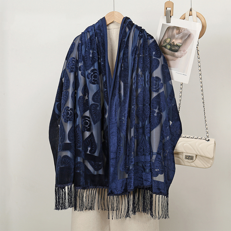 Embroidery Shawl - 2024 Luxury Silk Embroidery Flowers Shawl