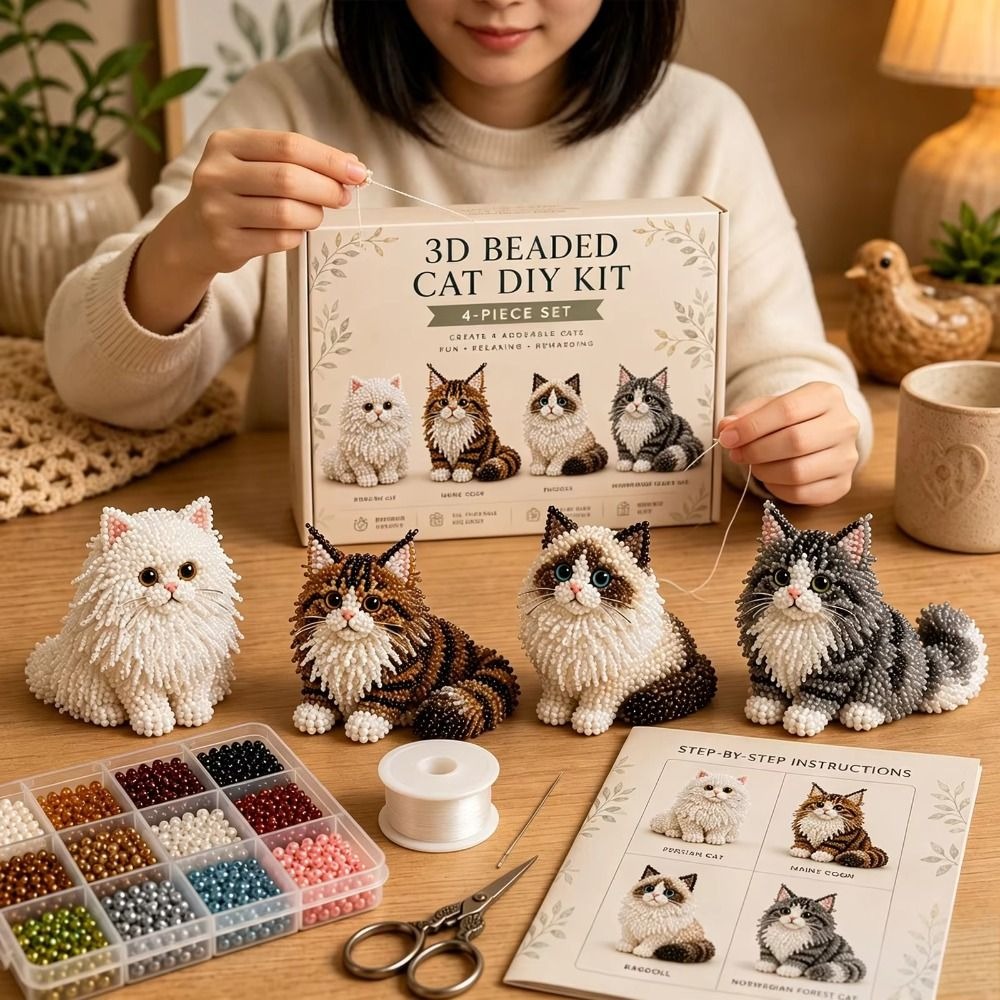 Embroidery Kit Set - Handmade DIY Animal Bead Embroidery Kit