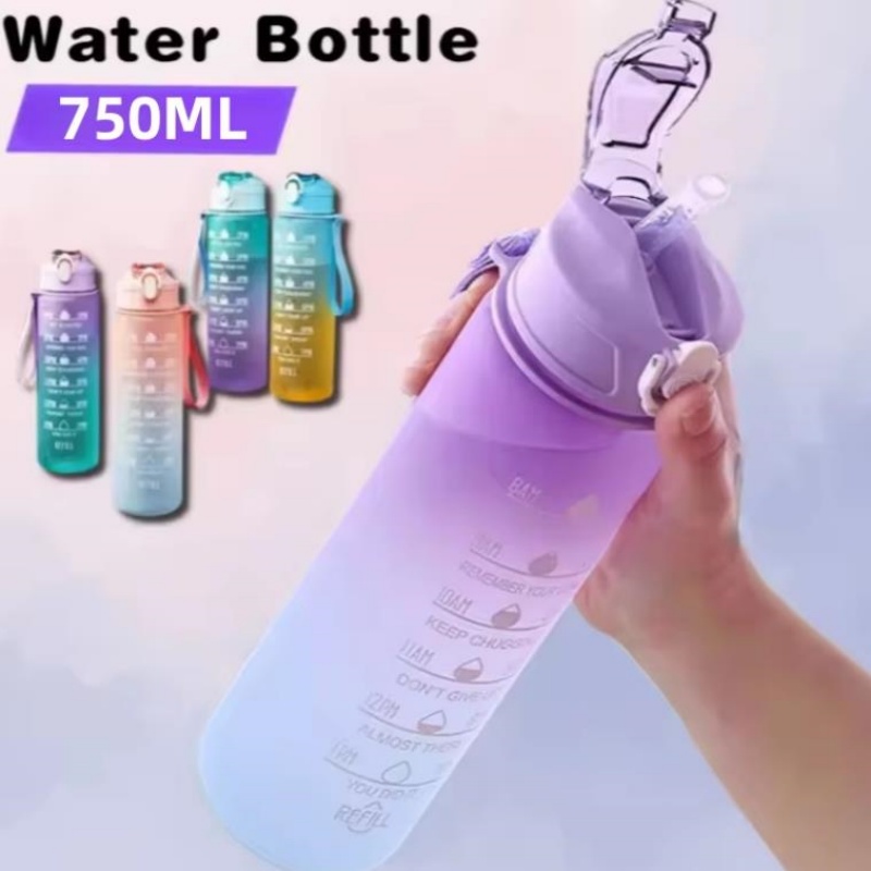 Embroidery Water - 750ML Sports Water Bottle with Time