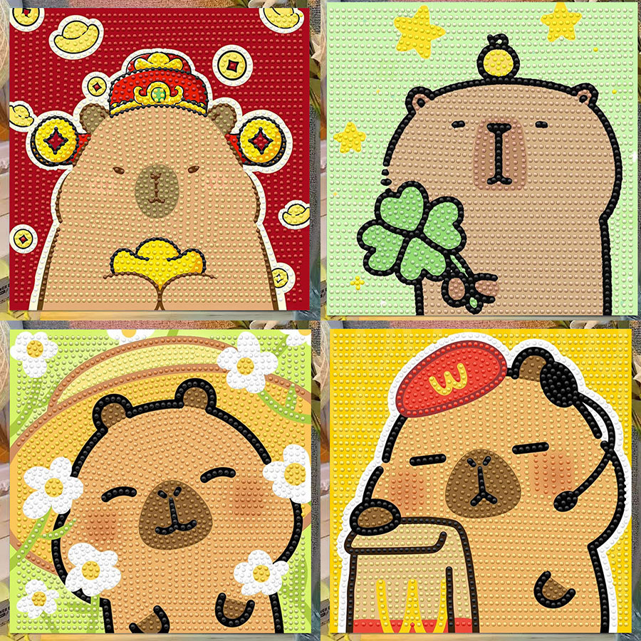 Embroidery Ideas - Cartoon Capibala Crystal Diamond Decorative Painting