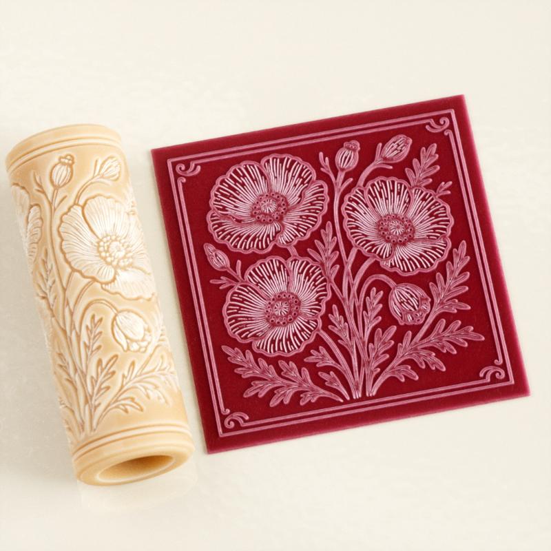 Flower Skull Clay Tile Roller  - огляд і ціна Embroidery Texture