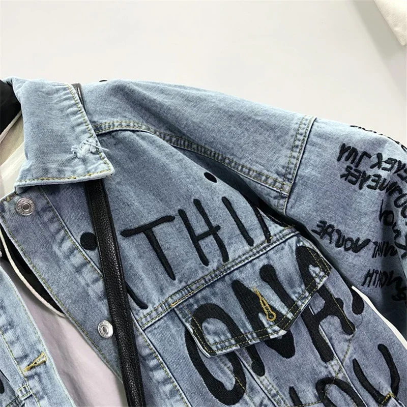 Autumn Korean Letter Embroider - огляд і ціна Embroidery Jacket Jeans