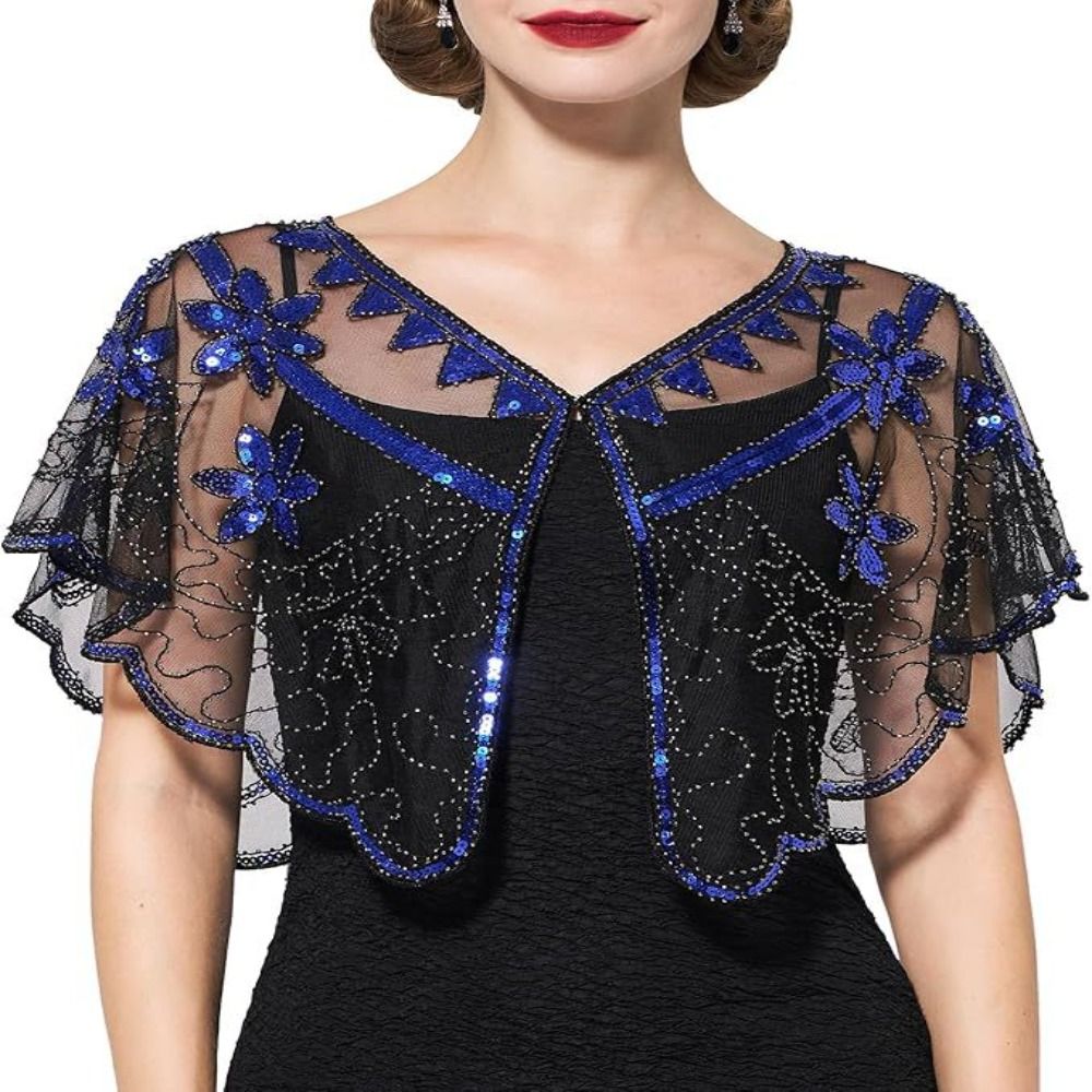 Retro Sequins Poncho Coat Blin - огляд і ціна Embroidery Shawl