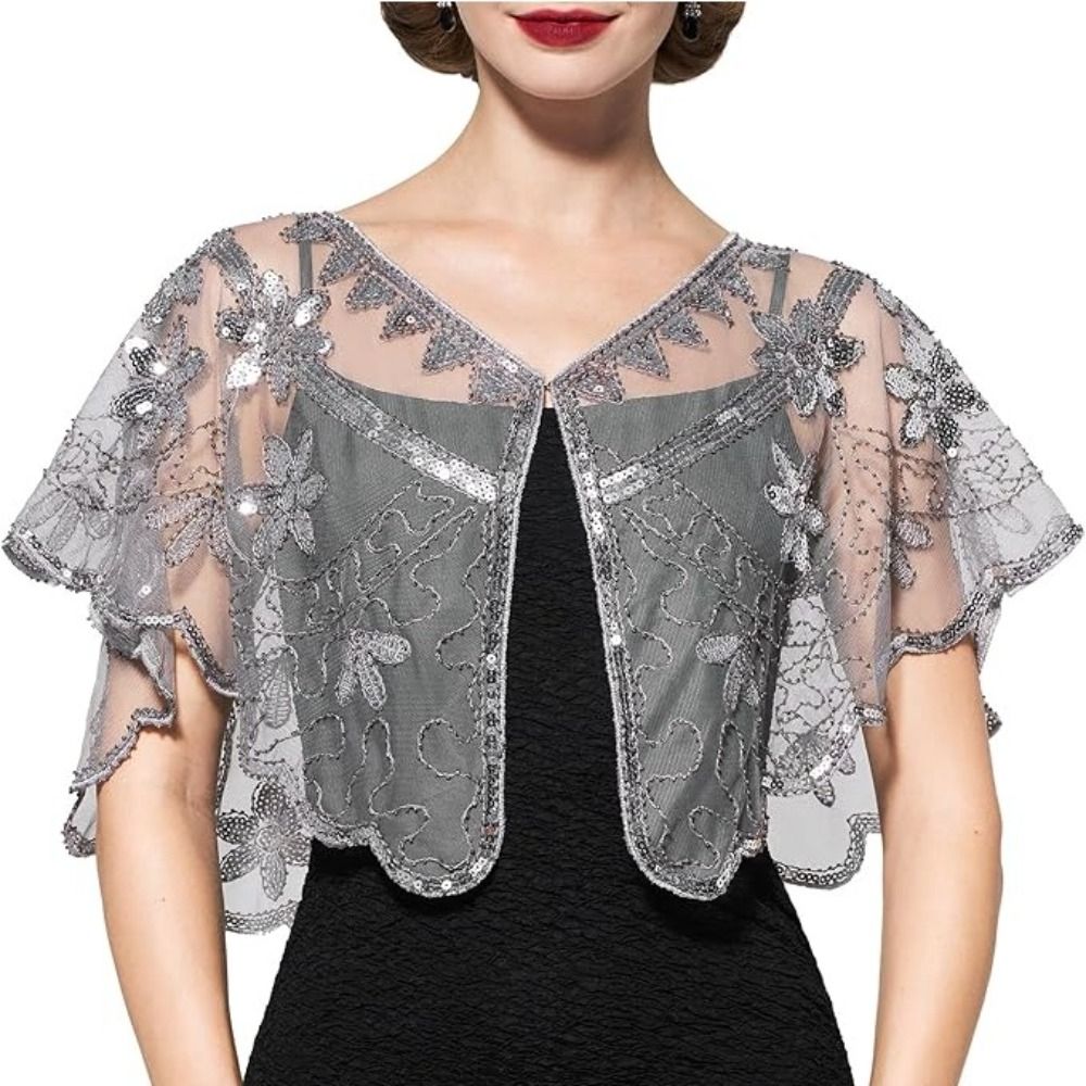 Retro Sequins Poncho Coat Blin - огляд і ціна Embroidery Shawl
