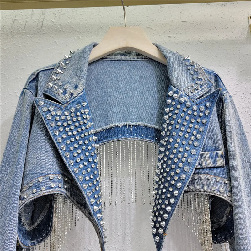 Rhinestone Beaded Tassels Rive - огляд і ціна Embroidery Jacket Jeans