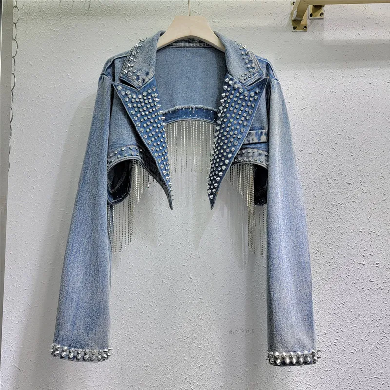 Rhinestone Beaded Tassels Rive - огляд і ціна Embroidery Jacket Jeans