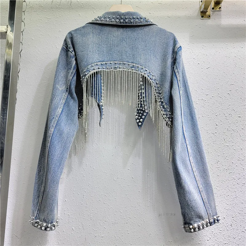 Rhinestone Beaded Tassels Rive - огляд і ціна Embroidery Jacket Jeans