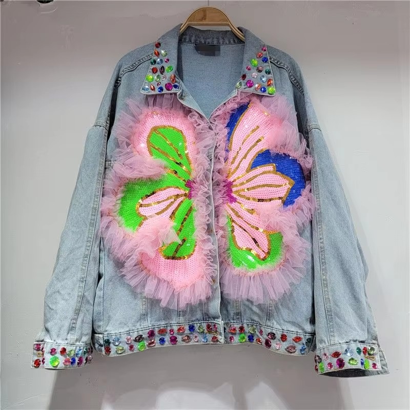 2026 Spring Sequin Flower Wome - огляд і ціна Embroidery Jacket Jeans