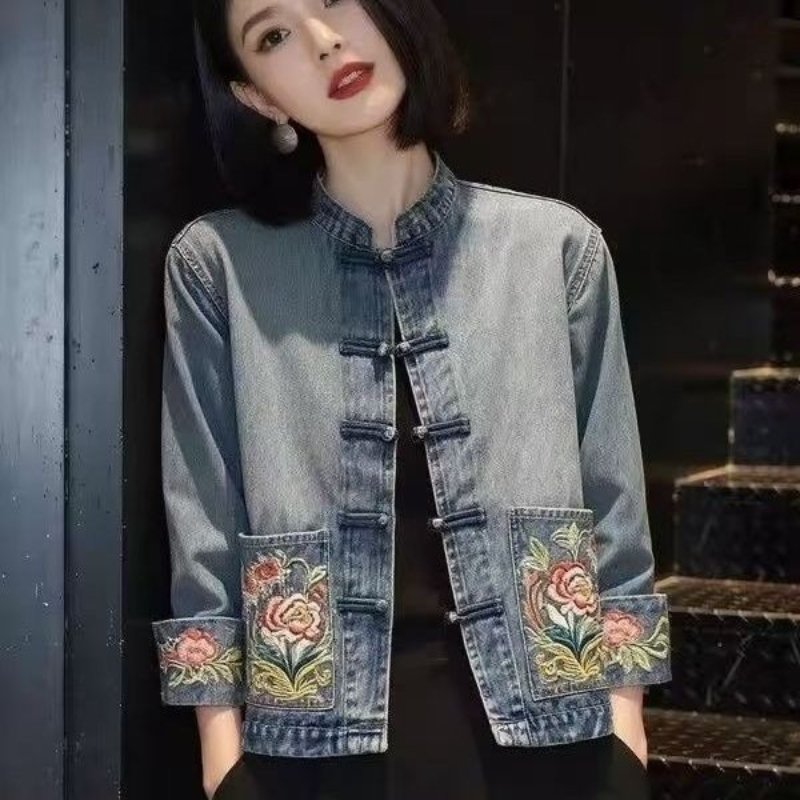 Spring Autumn Beautiful Embroi - огляд і ціна Embroidery Jacket Jeans