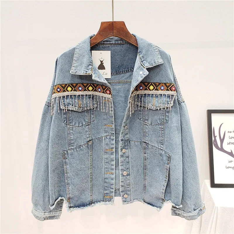 Embroidery Tassel Denim Jacket - огляд і ціна Embroidery Jacket Jeans