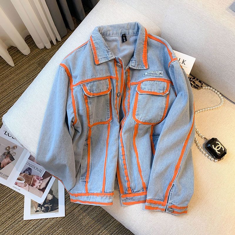 Retro Women Striped Graffiti C - огляд і ціна Embroidery Jacket Jeans