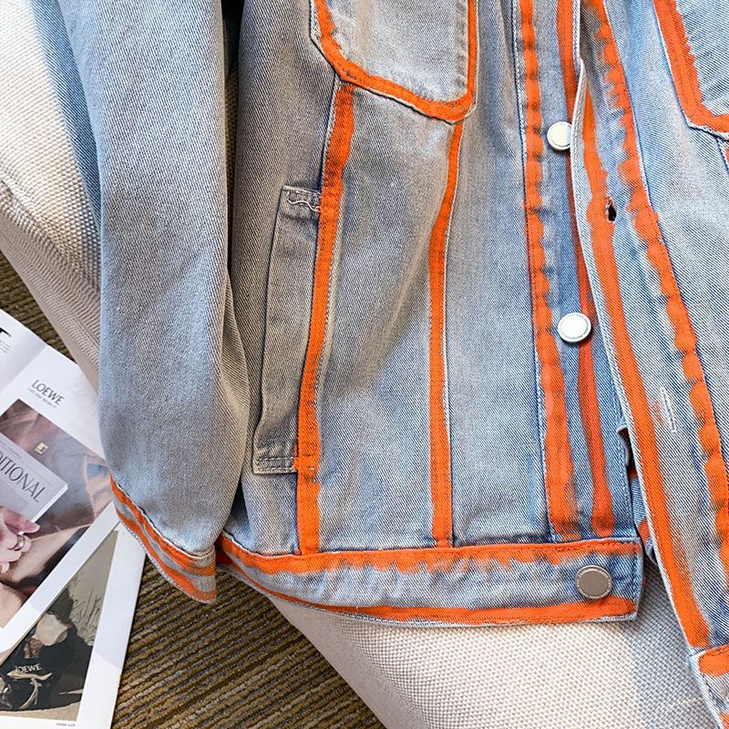 Retro Women Striped Graffiti C - огляд і ціна Embroidery Jacket Jeans