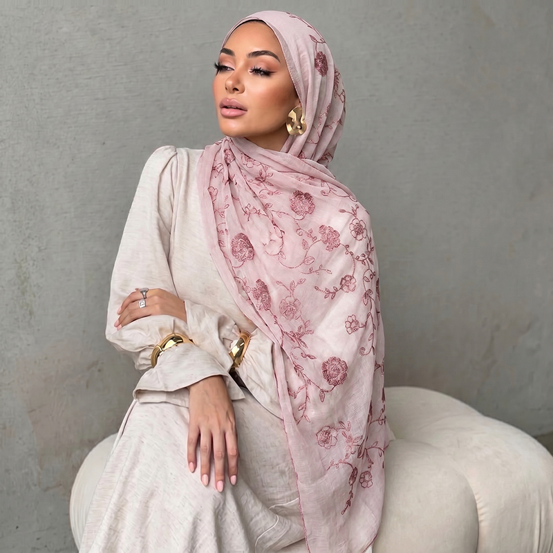 Floral Embroidery Muslim Hijab - огляд і ціна Embroidery Shawl