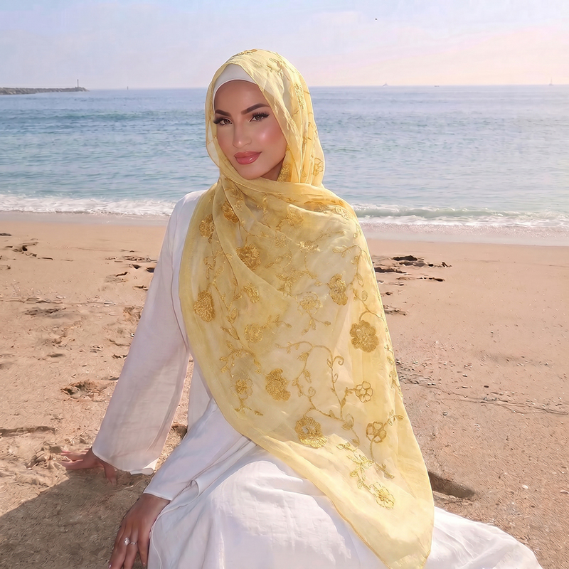 Floral Embroidery Muslim Hijab - огляд і ціна Embroidery Shawl
