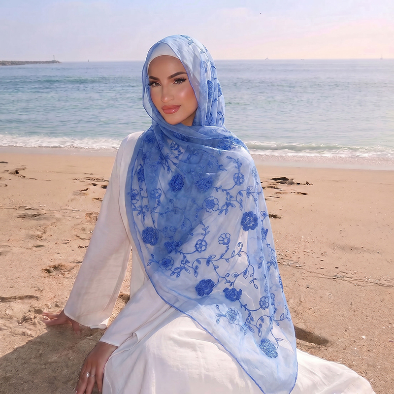 Floral Embroidery Muslim Hijab - огляд і ціна Embroidery Shawl