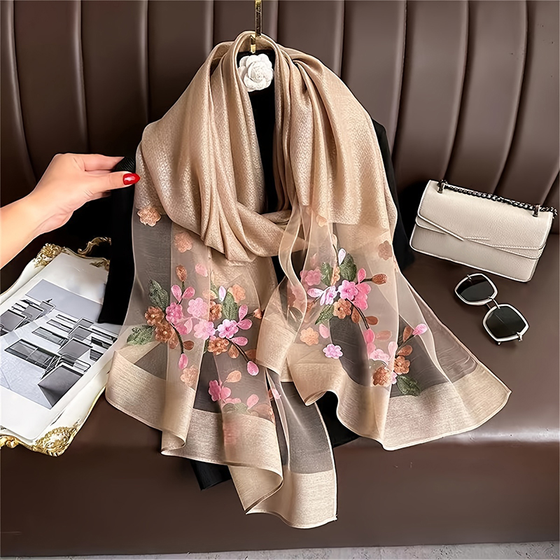 Women Silk Wool Scarf Floral E - огляд і ціна Embroidery Shawl