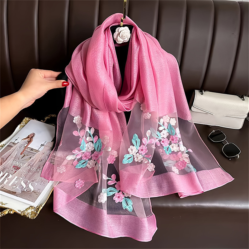 Women Silk Wool Scarf Floral E - огляд і ціна Embroidery Shawl