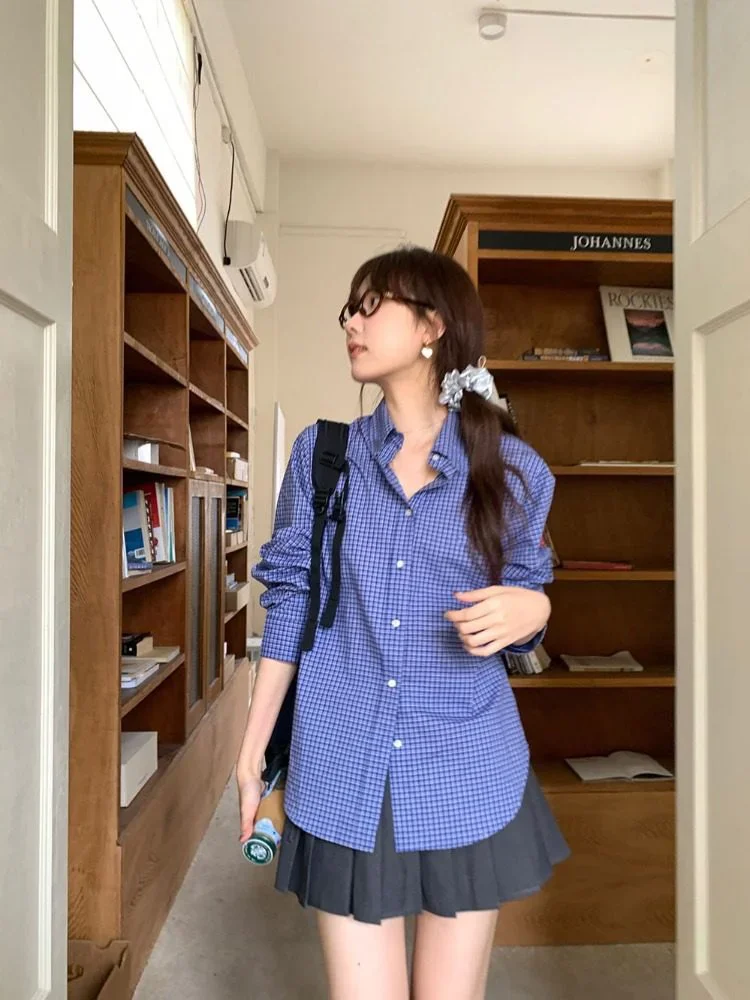 Vintage Blue Plaid Shirts for  - огляд і ціна Embroidery Font