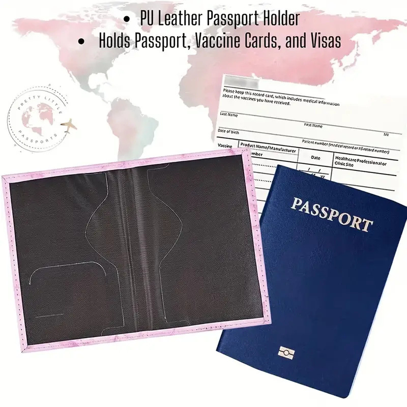 Pink PU Leather Passport Holde - огляд і ціна Embroidery Font