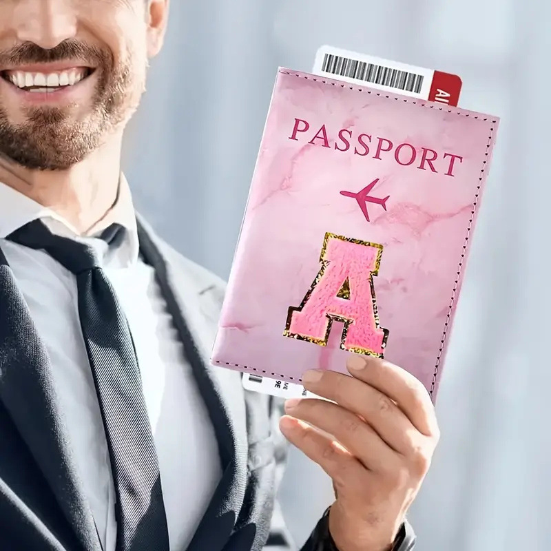 Pink PU Leather Passport Holde - огляд і ціна Embroidery Font