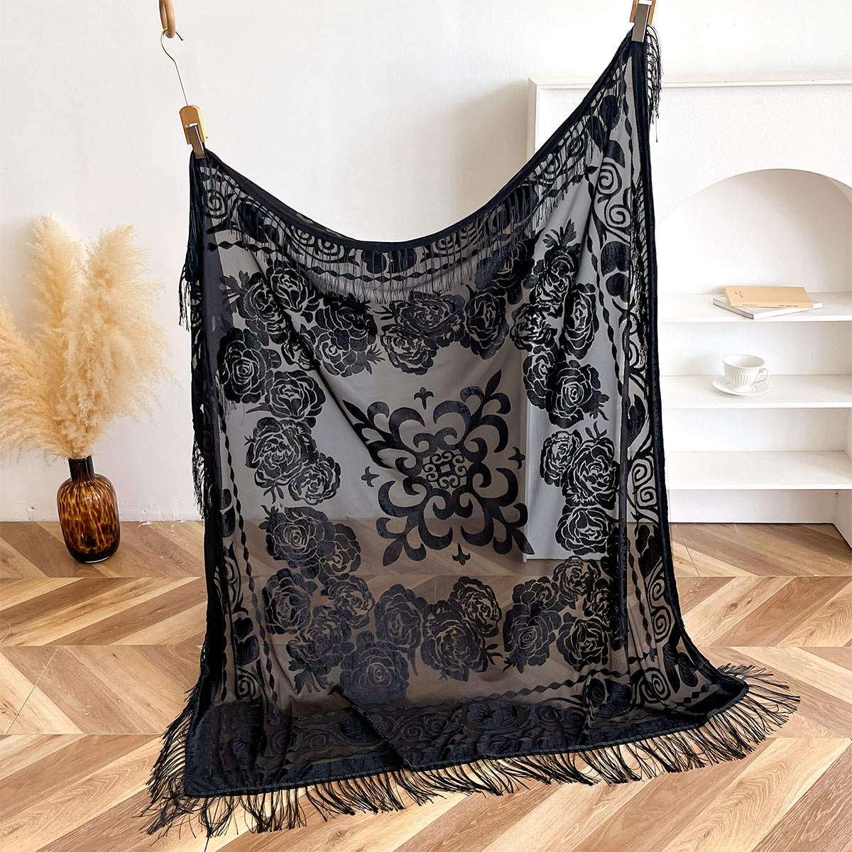 Retro Velvet Tassel Scarf Flor - огляд і ціна Embroidery Shawl