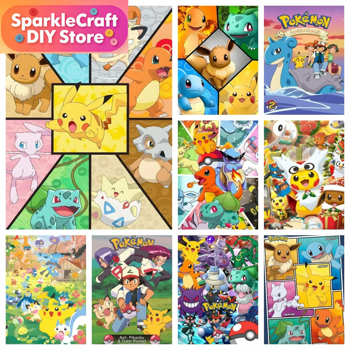 1pc frameless Cartoon Pokemon  - огляд і ціна Embroidery Kit Set