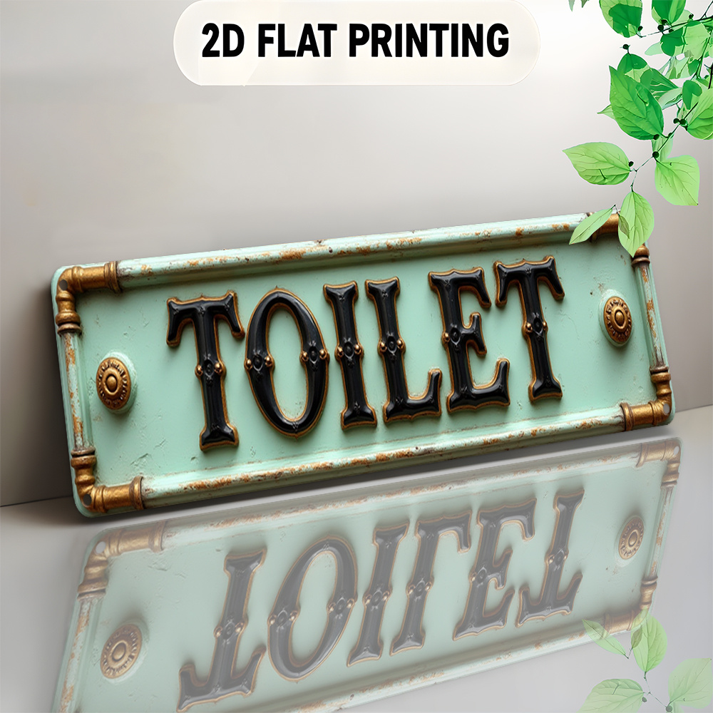 2D Flat, Vintage Toilet Sign - - огляд і ціна Embroidery Wall Art