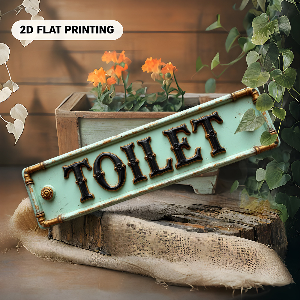 2D Flat, Vintage Toilet Sign - - огляд і ціна Embroidery Wall Art