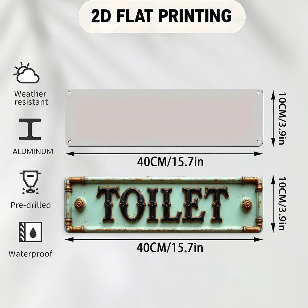 2D Flat, Vintage Toilet Sign - - огляд і ціна Embroidery Wall Art